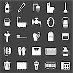 Bathroom icons on black background, stock vector