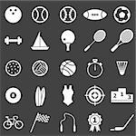 Sport icons on black background, stock vector