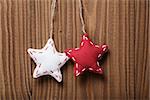 vintage stars hanging on rope, retro christmas background