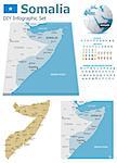 Set of the political Somalia maps, markers and symbols for infographic