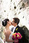 Portrait of Married Couple Kissing Outdoors, Toronto, Ontario, Canada