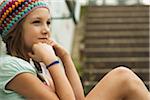 Close-up of Girl Outdoors, Mannheim, Baden-Wurttemberg, Germany