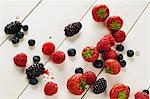 Strawberries, raspberries, blackberries and blueberries still life