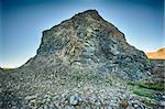 Beautiful rocks made of hexagonal basalt rosettes in Icelandic national park Jokulsargljufur, Hljodaklettar Area