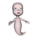3D digital render of a little cute ghost isolated on white background