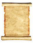 Scroll of old parchment. Object isolated over white background