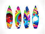 abstract colorful surf board set vector illustration