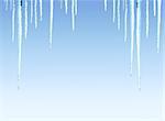 Icicles on blue sky background