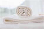 Close up of clean rolled white towels