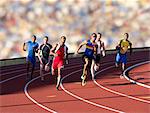 Six athletes running race