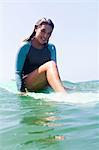 Young woman in sea, Hermosa Beach, California, USA