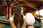 Portrait of Young Woman at Amusement Park, Mannheim, Baden-Wurttermberg, Germany