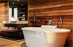 Bathtub and sink in modern bathroom