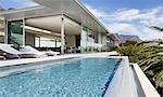 Swimming pool and patio of modern house