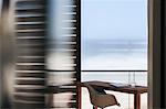 Desk on patio overlooking ocean