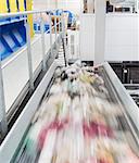 Blurred view of conveyor belt in factory