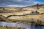 River and pastures in rural landscape