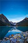 Snowy mountains overlooking lake