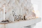Peace sign on mantel