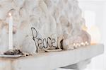 Peace sign on mantel