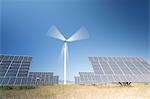 Solar panels in rural landscape