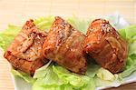 Rice balls wrapped in sliced meat