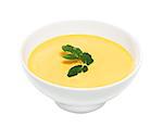 Cream of pumpkin soup, isolated on white background