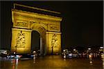 Arc de Triomphe at night, Paris, France