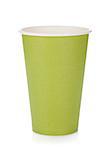 Green paper coffee cup. Isolated on white background
