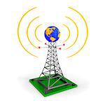 Abstract illustration - wireless tower with earth globe