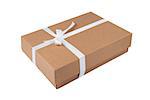 Cardboard gift box with white ribbon