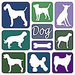 Wallpaper with dog silhouettes in rectangles