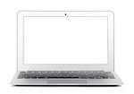 Netbook with white blank screen. Isolated on white background