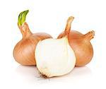 Ripe onion. Isolated on white background