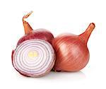 Fresh ripe red onion. Isolated on white background