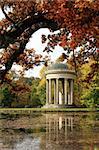 The Apollotemple - a neoclassical monopteros temple in the Nymphenburg Castle park in Munich, Germany.
