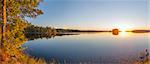 Panorama of a sunset on a lake (Kejimkujik National Park , Nova Scotia, Canada)