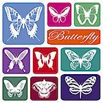 Wallpaper with butterflies silhouettes in colorful rectangles
