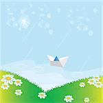 Paper boat and the sea for your web sites or illustrations