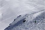 Skier on off-piste slope. Caucasus Mountains. Georgia, ski resort Gudauri.