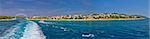 Islands of Ugljan and Pasman bridge panoramic view from sea