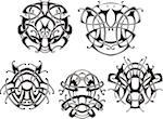 Symmetrical knot patterns. Set of black and white vector illustrations.