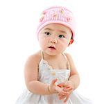 Portrait of cute Asian baby girl, isolated on white background