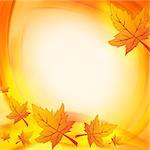 background with illustrated autumn leaves with abstract circles frame with text space