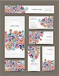 Business cards collection, abstract waves design