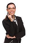 Confident Mixed Race Businesswoman Isolated on a White Background.