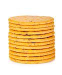 Stack of crackers. Isolated on white background