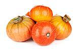 Ripe small pumpkins. Isolated on white background