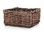 Empty wicker basket. Isolated on white background