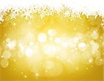 Abstract yellow and white christmas background with snowflakes